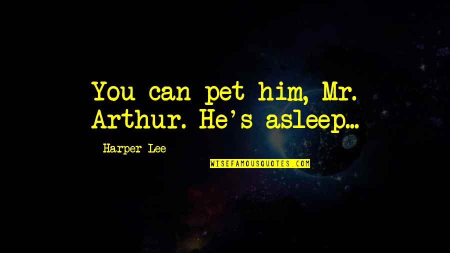 Not Too Sappy Love Quotes By Harper Lee: You can pet him, Mr. Arthur. He's asleep...