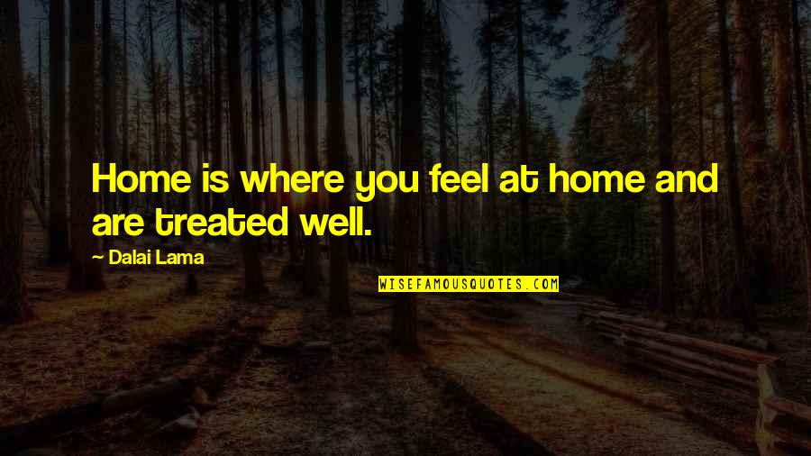 Not Treated Well Quotes By Dalai Lama: Home is where you feel at home and