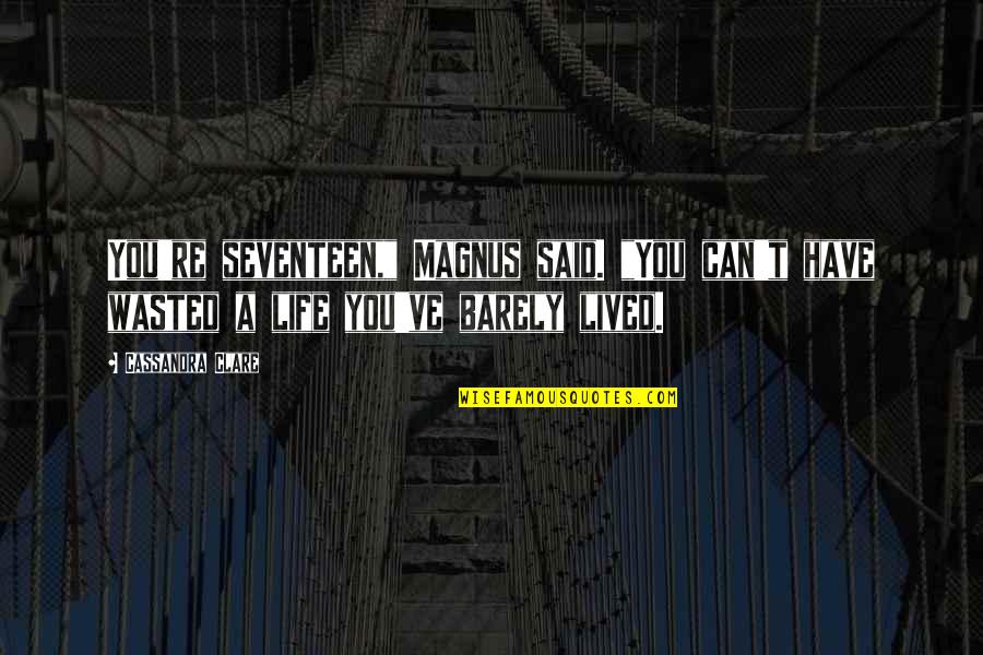 Not Trusting No One Quotes By Cassandra Clare: You're seventeen," Magnus said. "You can't have wasted