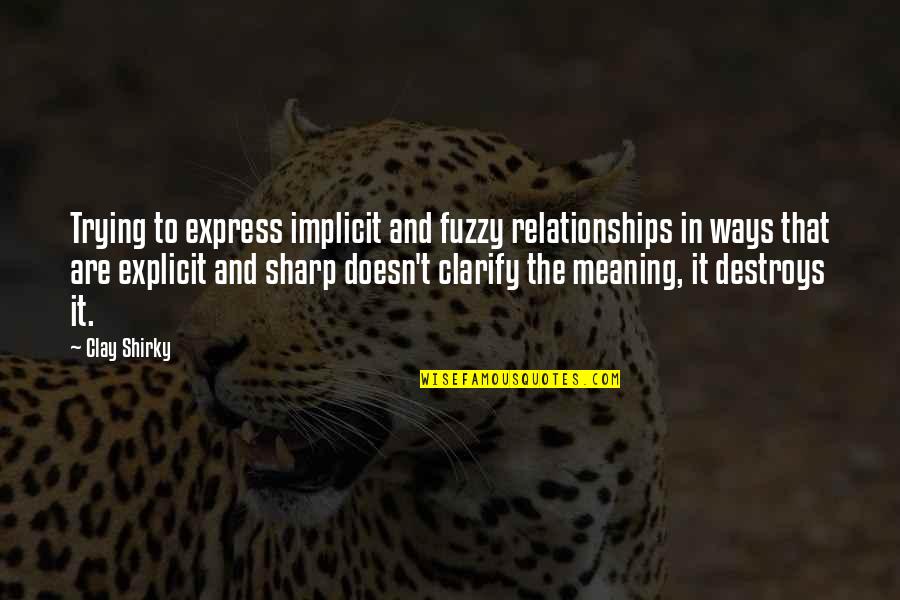 Not Trying In Relationships Quotes By Clay Shirky: Trying to express implicit and fuzzy relationships in