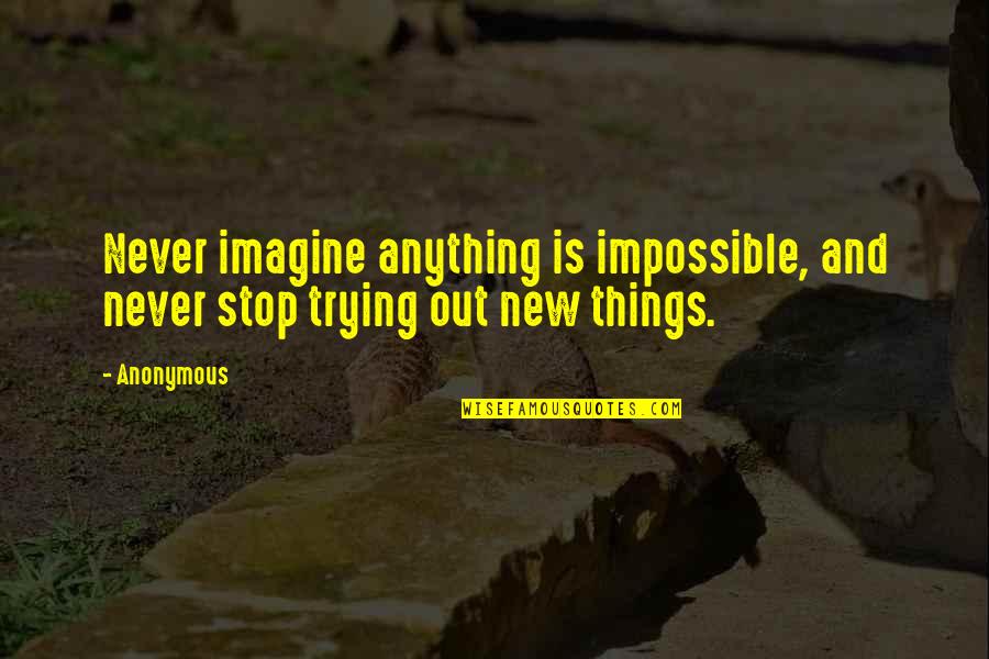 Not Trying New Things Quotes By Anonymous: Never imagine anything is impossible, and never stop