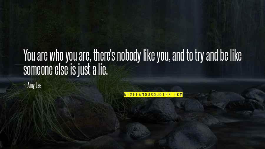 Not Trying To Be Someone Else Quotes By Amy Lee: You are who you are, there's nobody like