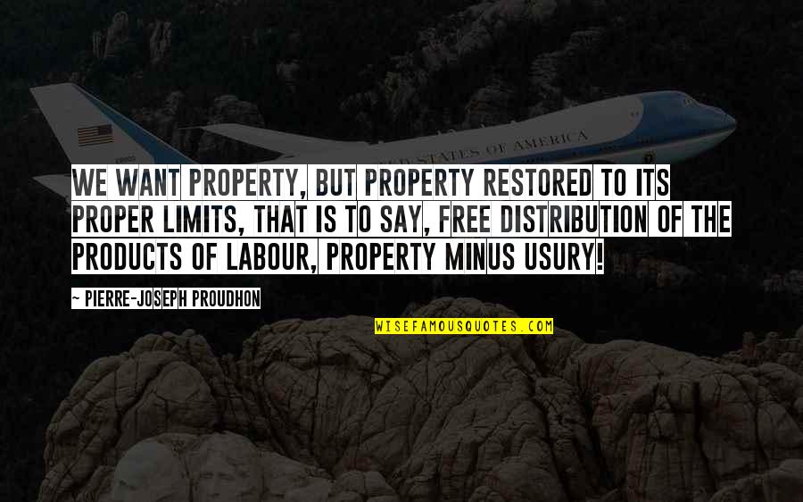 Not Trying To Fall In Love Quotes By Pierre-Joseph Proudhon: We want property, but property restored to its