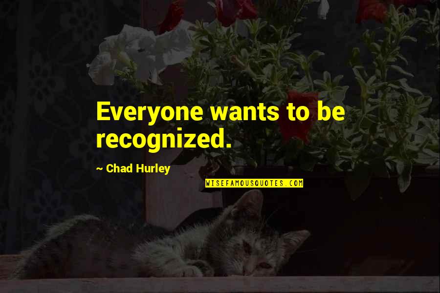 Not Trying To Please Others Quotes By Chad Hurley: Everyone wants to be recognized.