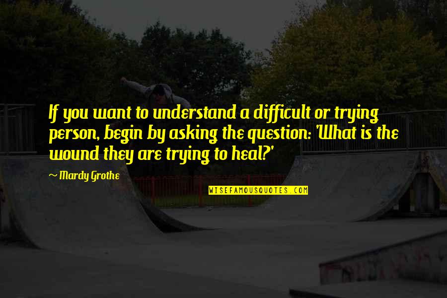 Not Trying To Understand Quotes By Mardy Grothe: If you want to understand a difficult or