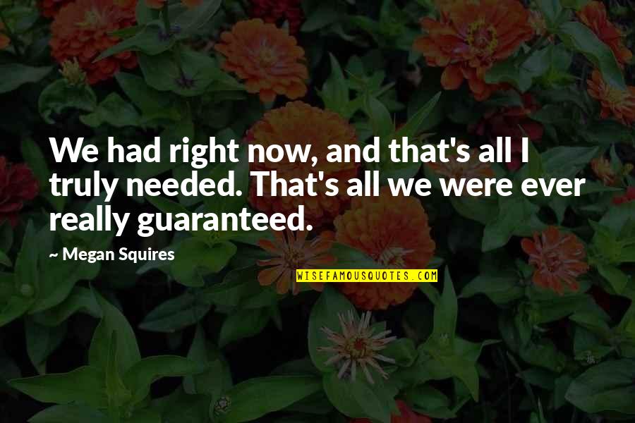 Not Wanting The Weekend To End Quotes By Megan Squires: We had right now, and that's all I