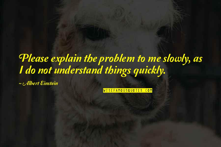 Not Wanting To Be In A Relationship Anymore Quotes By Albert Einstein: Please explain the problem to me slowly, as