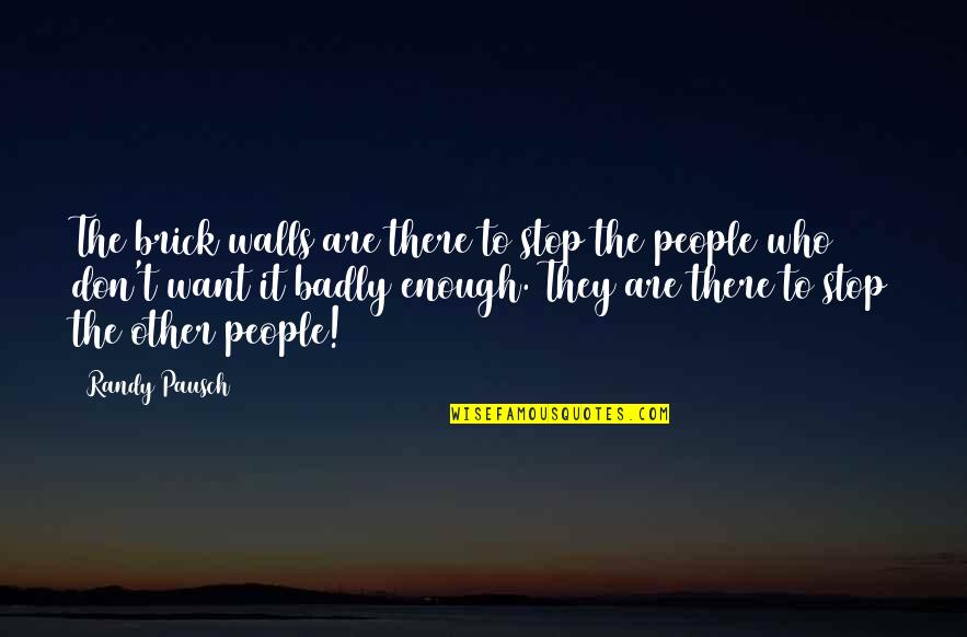 Not Wanting You To Leave Quotes By Randy Pausch: The brick walls are there to stop the