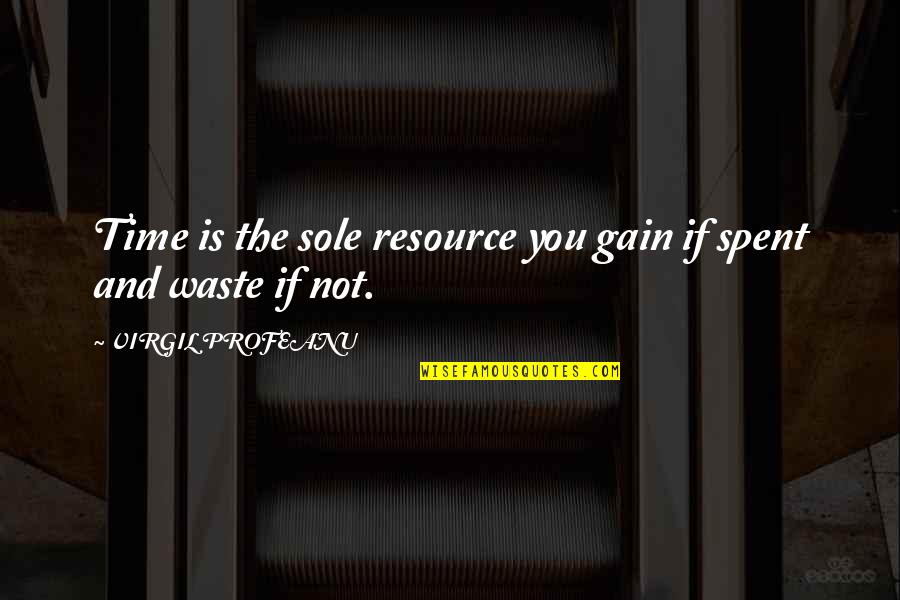 Not Waste Time Quotes By VIRGIL PROFEANU: Time is the sole resource you gain if