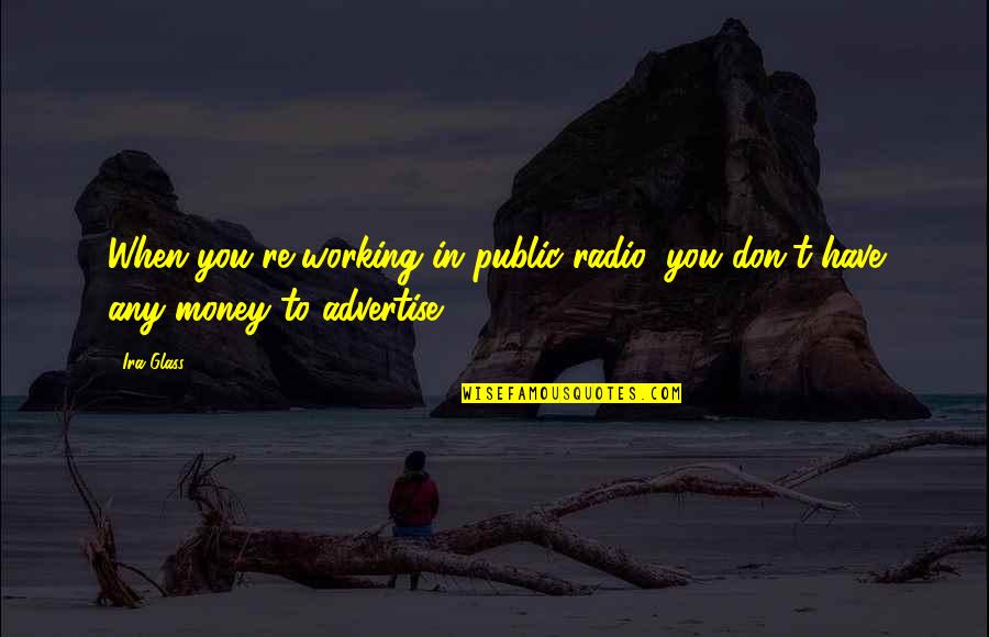 Not Working For Money Quotes By Ira Glass: When you're working in public radio, you don't