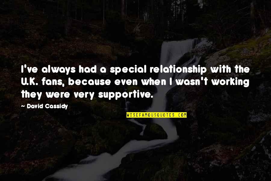 Not Working Out In A Relationship Quotes By David Cassidy: I've always had a special relationship with the