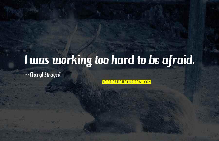 Not Working So Hard Quotes By Cheryl Strayed: I was working too hard to be afraid.
