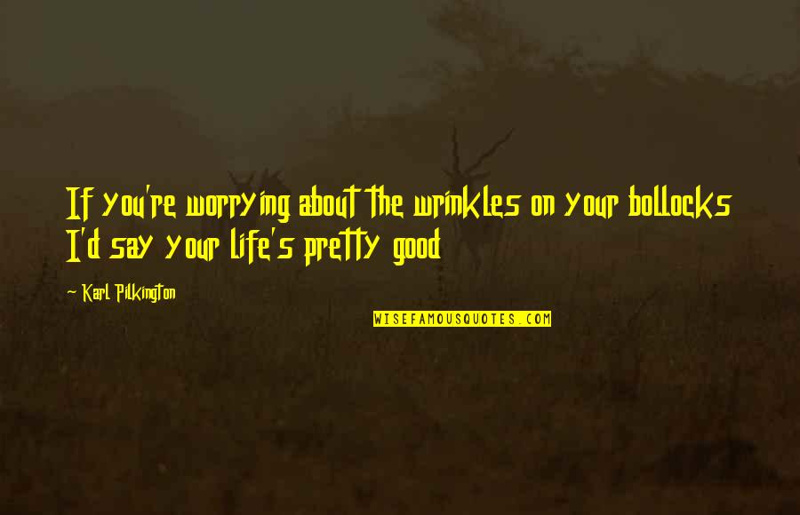 Not Worrying About Life Quotes By Karl Pilkington: If you're worrying about the wrinkles on your