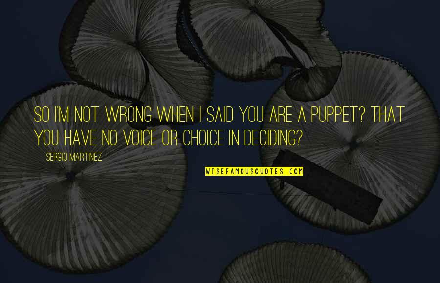 Not Your Puppet Quotes By Sergio Martinez: So I'm not wrong when I said you