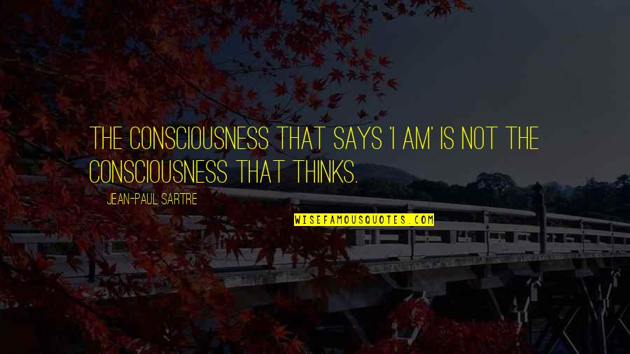 Notaire Derbaix Quotes By Jean-Paul Sartre: The consciousness that says 'I am' is not
