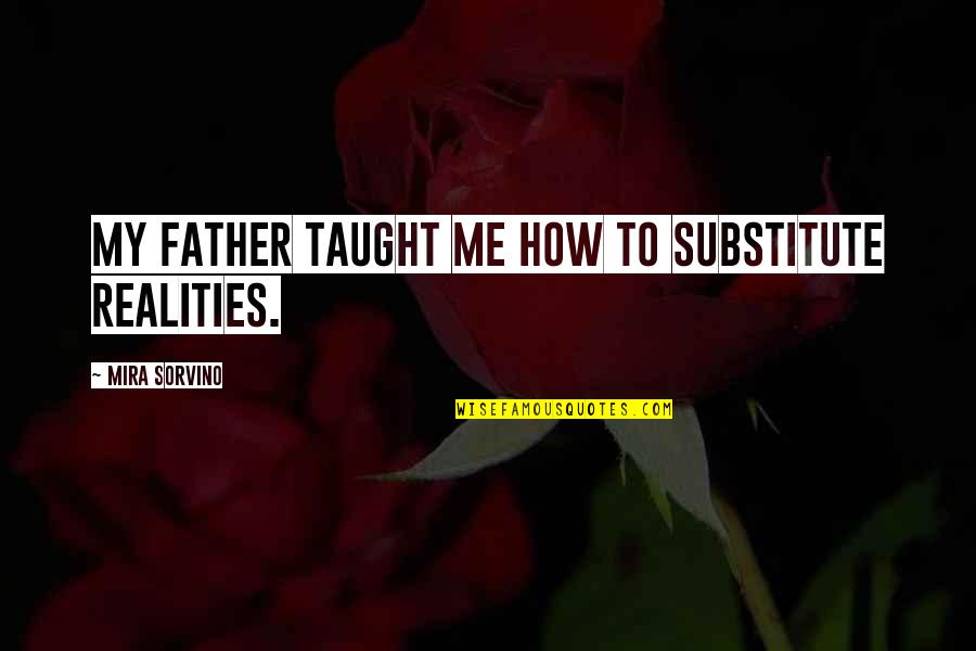 Notchke Quotes By Mira Sorvino: My father taught me how to substitute realities. Notchke Quotes By Mira Sorvino: My father taught me how to substitute realities.