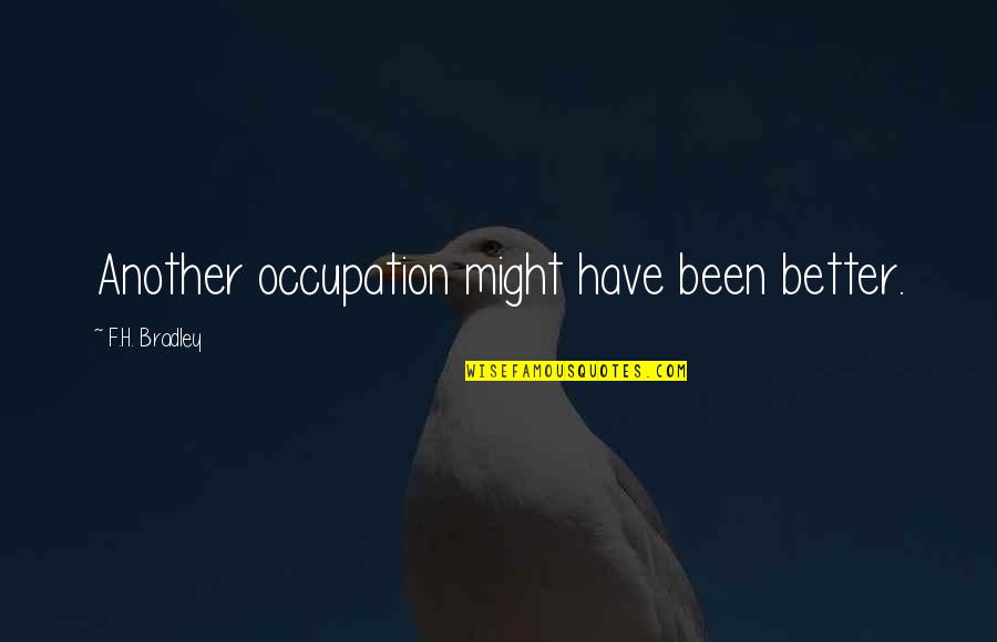 Note To Self J Cole Quotes By F.H. Bradley: Another occupation might have been better.