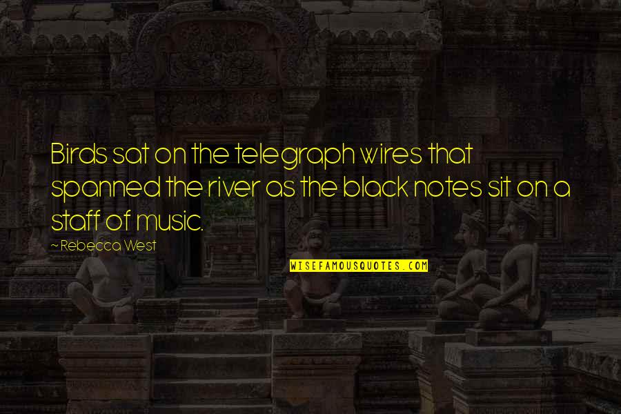 Notes In C Quotes By Rebecca West: Birds sat on the telegraph wires that spanned