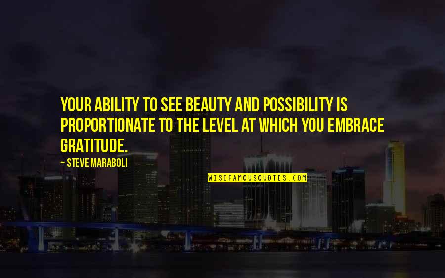 Nothing Being Promised Quotes By Steve Maraboli: Your ability to see beauty and possibility is Nothing Being Promised Quotes By Steve Maraboli: Your ability to see beauty and possibility is