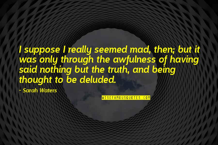 Nothing But Truth Quotes By Sarah Waters: I suppose I really seemed mad, then; but