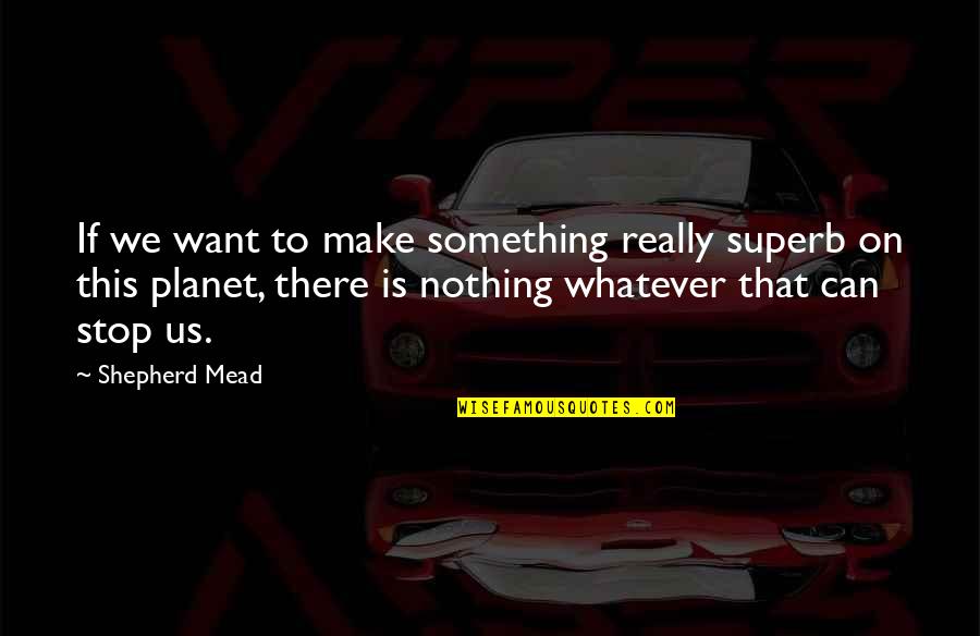 Nothing Can Stop Us Quotes By Shepherd Mead: If we want to make something really superb