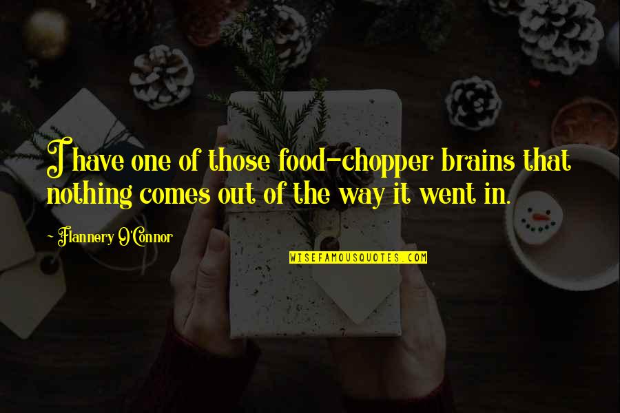 Nothing Comes Out Of Nothing Quotes By Flannery O'Connor: I have one of those food-chopper brains that