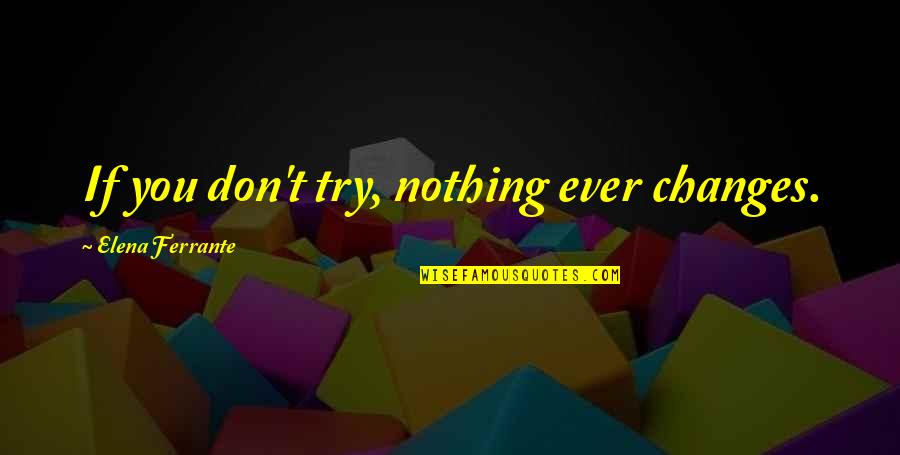 Nothing Ever Changes Quotes By Elena Ferrante: If you don't try, nothing ever changes.