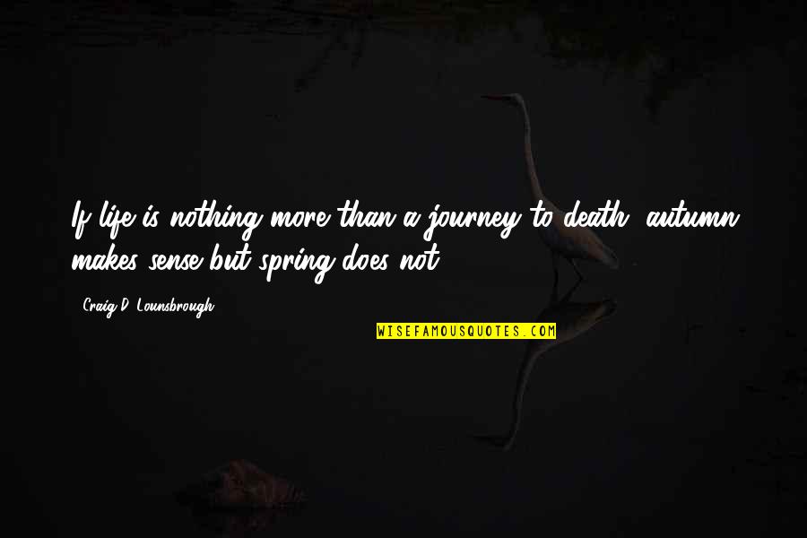 Nothing Ever Makes Sense Quotes By Craig D. Lounsbrough: If life is nothing more than a journey