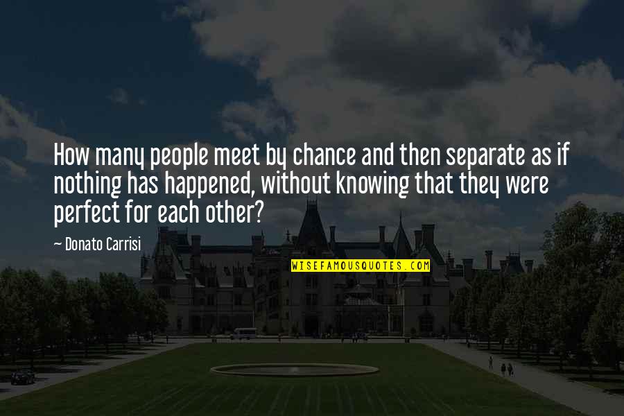 Nothing Ever Perfect Quotes By Donato Carrisi: How many people meet by chance and then