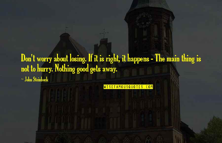 Nothing Good Happens Quotes By John Steinbeck: Don't worry about losing. If it is right,