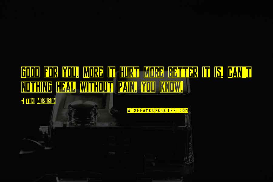 Nothing Good Quotes By Toni Morrison: Good for you. More it hurt more better Nothing Good Quotes By Toni Morrison: Good for you. More it hurt more better