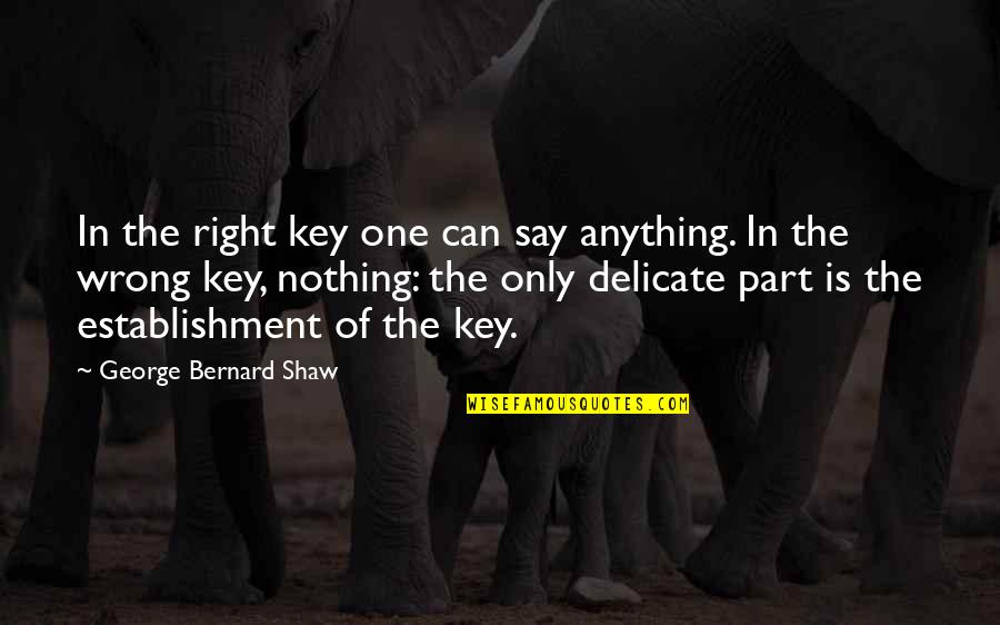 Nothing I Say Is Right Quotes By George Bernard Shaw: In the right key one can say anything.