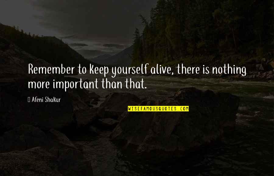 Nothing Important Quotes By Afeni Shakur: Remember to keep yourself alive, there is nothing