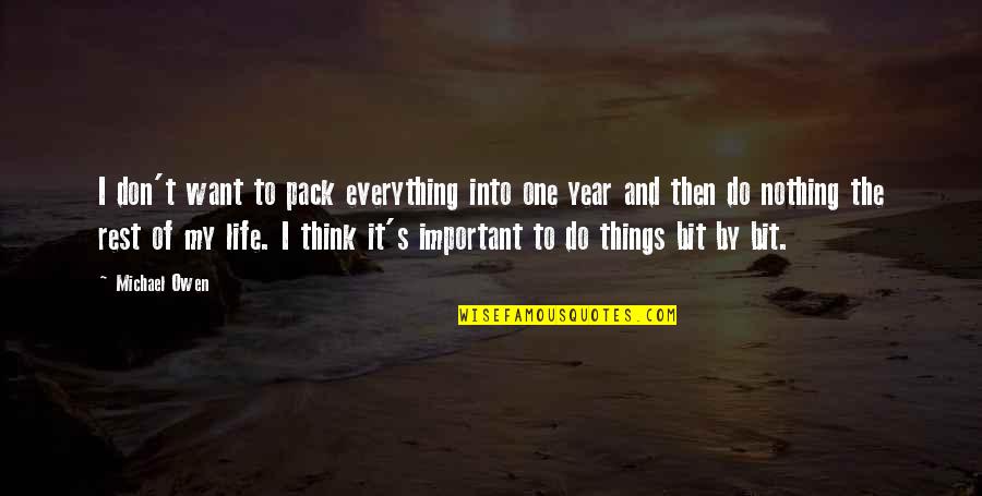 Nothing Important Quotes By Michael Owen: I don't want to pack everything into one