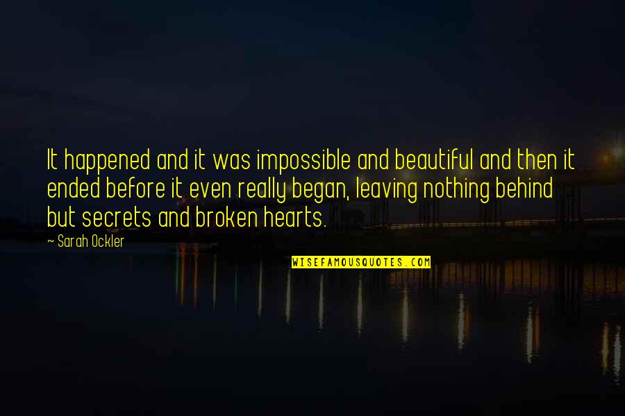 Nothing Impossible Quotes By Sarah Ockler: It happened and it was impossible and beautiful Nothing Impossible Quotes By Sarah Ockler: It happened and it was impossible and beautiful