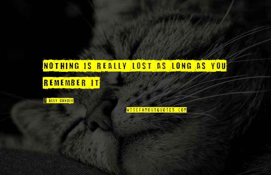 Nothing Is Ever Lost Quotes By Ally Condie: Nothing is really lost as long as you
