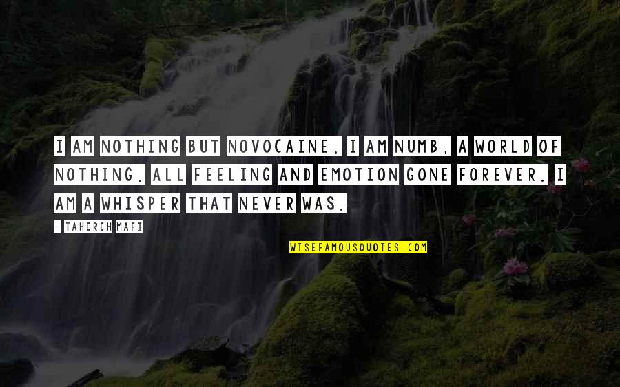 Nothing Is Forever But Quotes By Tahereh Mafi: I am nothing but novocaine. I am numb,