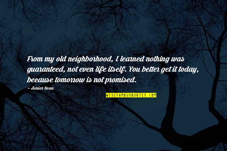 Nothing Is Promised Tomorrow Quotes By Junior Seau: From my old neighborhood, I learned nothing was