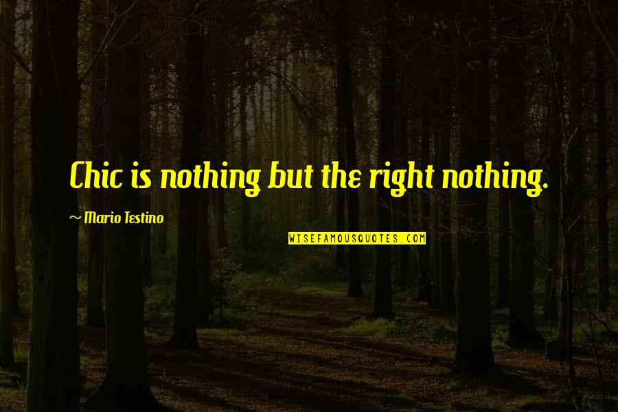 Nothing Is Right Quotes By Mario Testino: Chic is nothing but the right nothing.