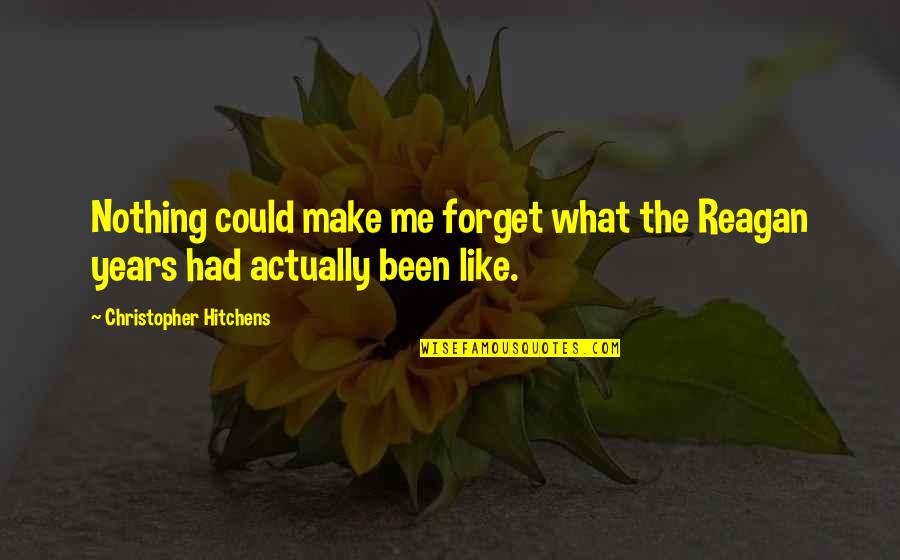 Nothing Like Me Quotes By Christopher Hitchens: Nothing could make me forget what the Reagan