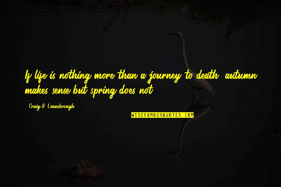 Nothing Makes Sense Quotes By Craig D. Lounsbrough: If life is nothing more than a journey