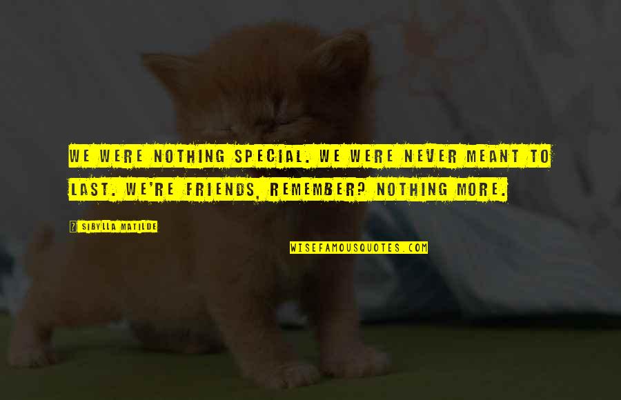 Nothing More Than Friends Quotes By Sibylla Matilde: We were nothing special. We were never meant