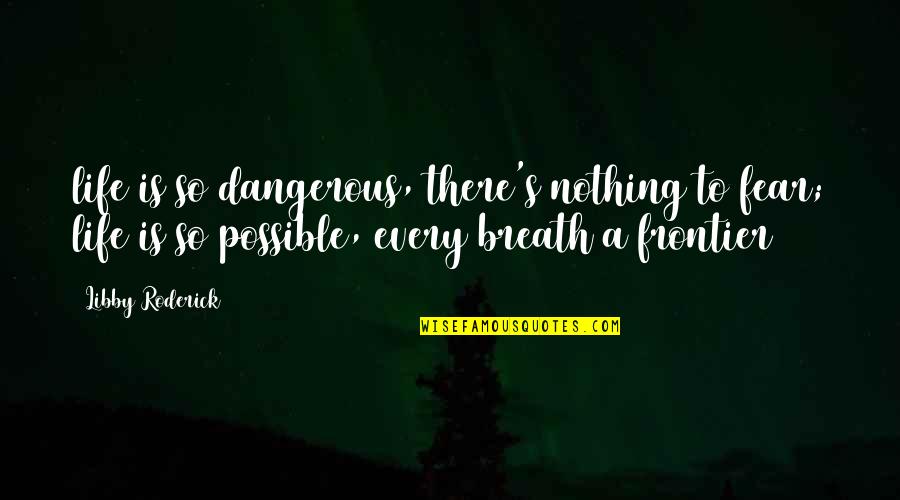 Nothing Possible Quotes By Libby Roderick: life is so dangerous, there's nothing to fear;