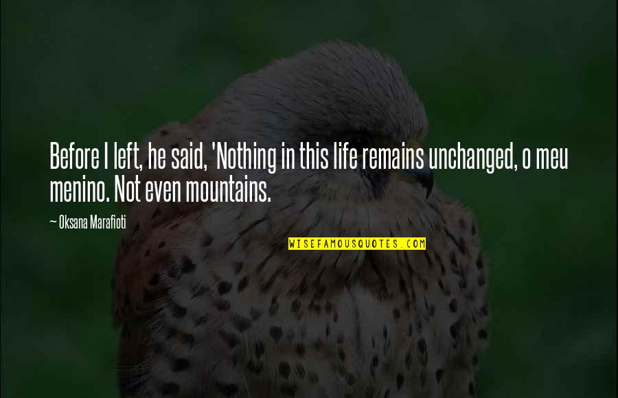 Nothing Remains Quotes By Oksana Marafioti: Before I left, he said, 'Nothing in this