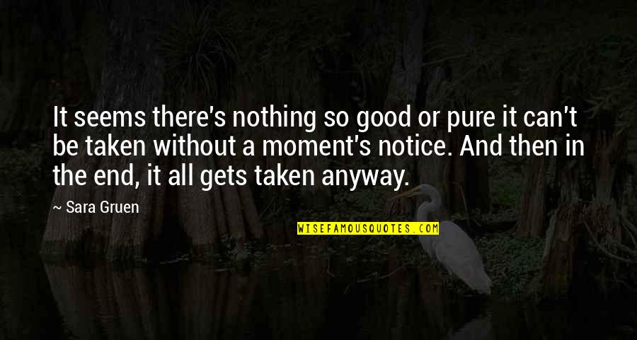 Nothing Seems Good Quotes By Sara Gruen: It seems there's nothing so good or pure