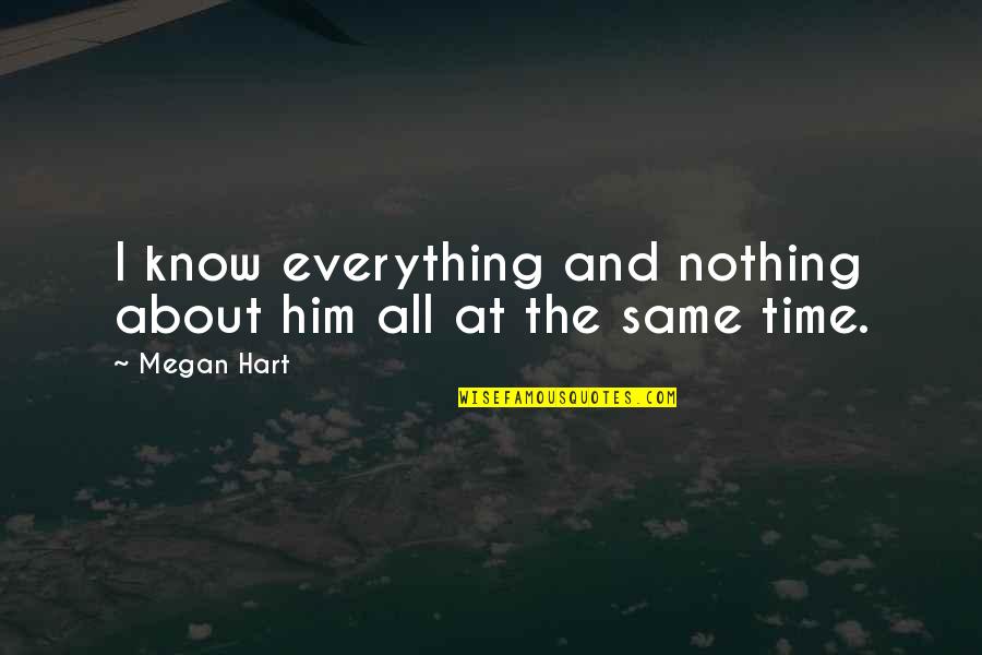 Nothing The Same Quotes By Megan Hart: I know everything and nothing about him all