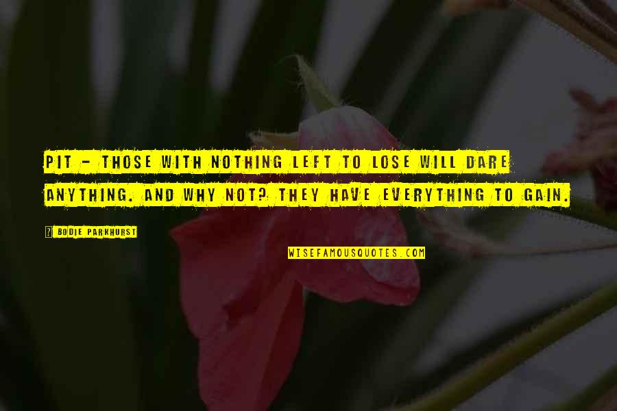 Nothing To Gain Quotes By Bodie Parkhurst: pit - those with nothing left to lose