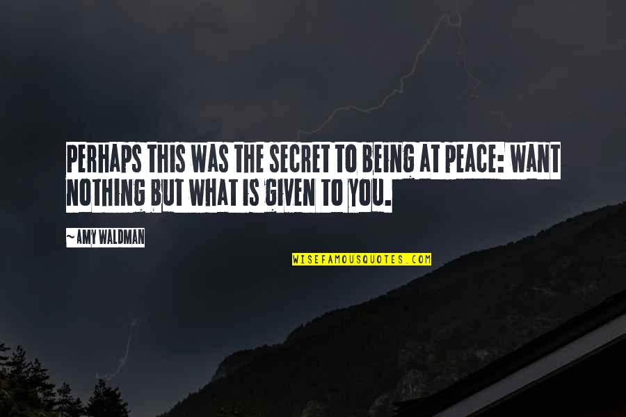 Nothing To You Quotes By Amy Waldman: Perhaps this was the secret to being at
