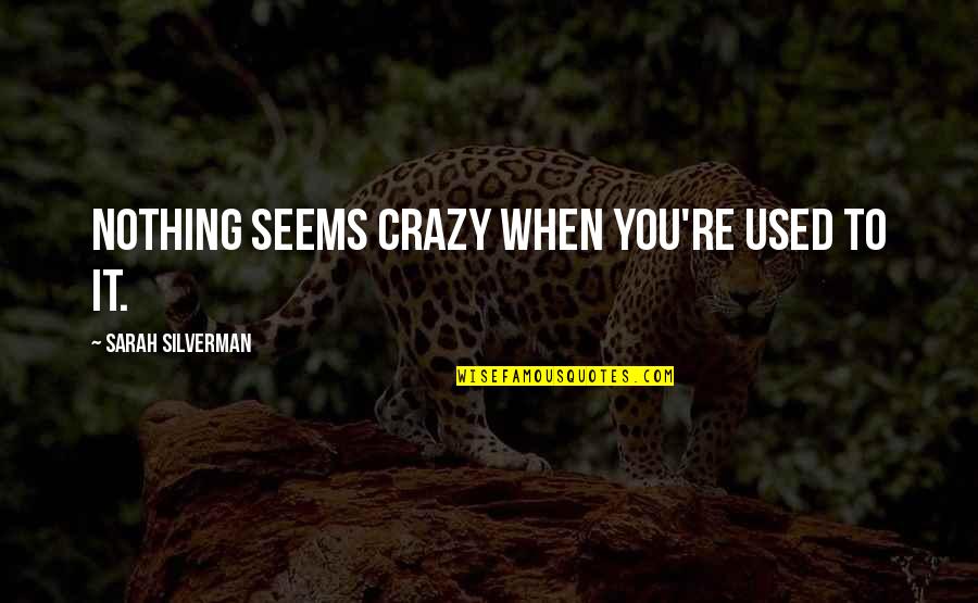 Nothing To You Quotes By Sarah Silverman: Nothing seems crazy when you're used to it. Nothing To You Quotes By Sarah Silverman: Nothing seems crazy when you're used to it.