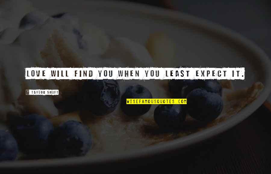 Nothing Ventured Nothing Gained Quote Quotes By Taylor Swift: Love will find you when you least expect Nothing Ventured Nothing Gained Quote Quotes By Taylor Swift: Love will find you when you least expect